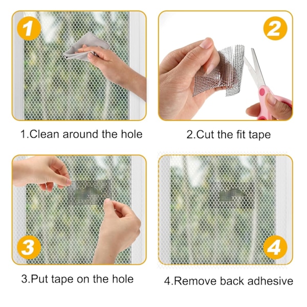 Vindue Reparationssæt, 1 Rulle Skærm Reparationssæt til Vindue eller Dør Skærm Stærk Klæbende Fiberglas Skærm Tape Skærm Patch Reparation Sort black 5CM*2M