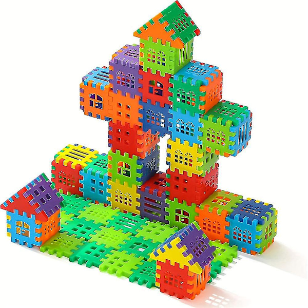 100-osainen talonrakennuslelusetti Taaperoille ja Lapsille - Lukittavat Rakennuspalikat 3D-Puzzle Kasvatuslelut Luovat Lahjat