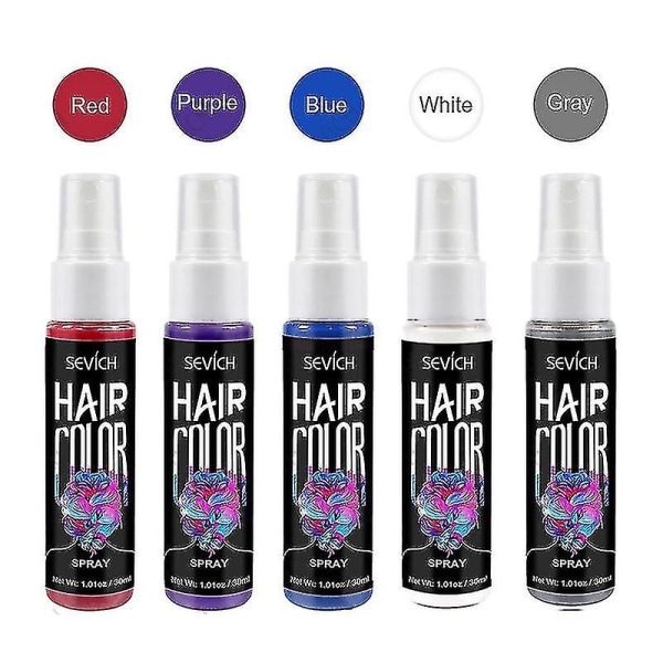 30 ml 5 Color Liquid Spray Väliaikainen hiusväri Unisex Hair Color Dye Instant Grey