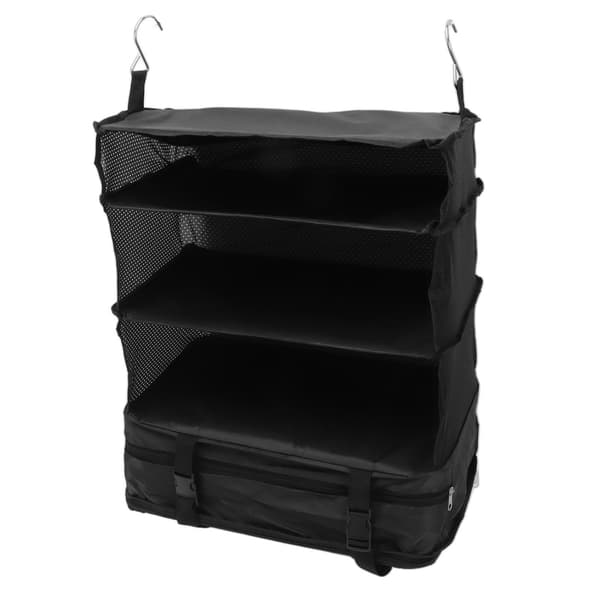 Hanging 3-Shelf Suitcase Portable Multifunctional Large Capacity Hanging Packing Cubes Storage Bag