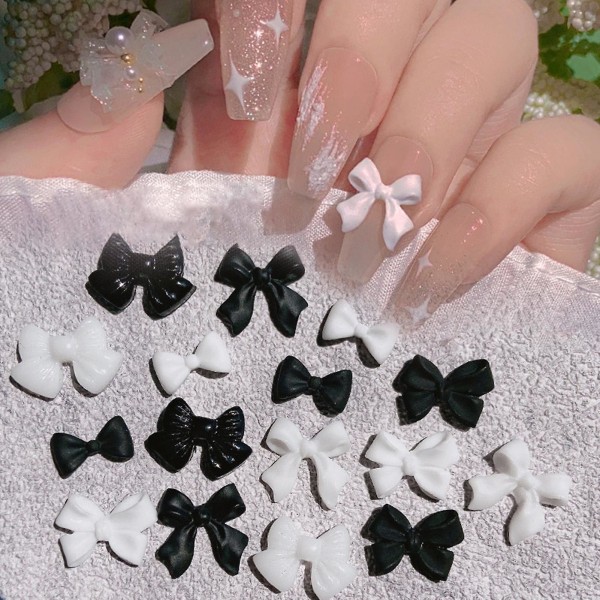 50 st/ set Nagelprydnad graverad 3d-effekt mini bowknot nail art fingernageltillbehör för kvinnor J