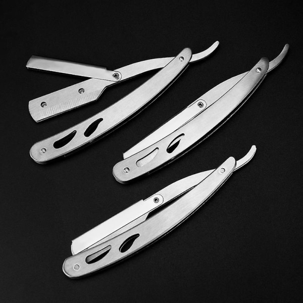 Cut Throat Razors Professionel lige barberkniv Rustfrit stål Single Edge Blade Barber Barberbarberskraber til mænd - Traditionel genanvendelig barberkniv til overskæg