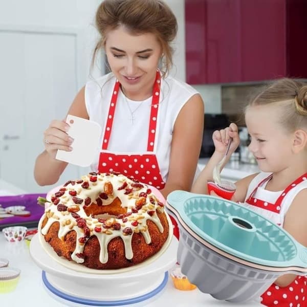 3 genanvendelige non-stick silikoneforme til pundkage, silikone bageform til kager (grå, blå, pink)