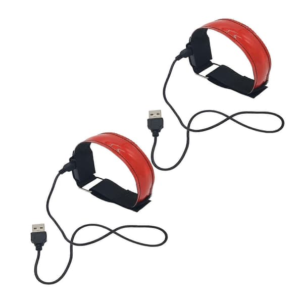 2x Oppladbare LED-lys Armbånd Høy Synlighet for Voksne Løping Red