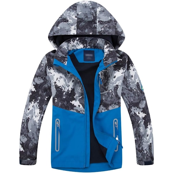 Poikien vedenpitävä takki Lasten takki Camouflage Kevyt tuulenpitävä tytöille Ulkoilu fleece Sadetakki hupun kanssa Harmaa Grey 12-13 Years