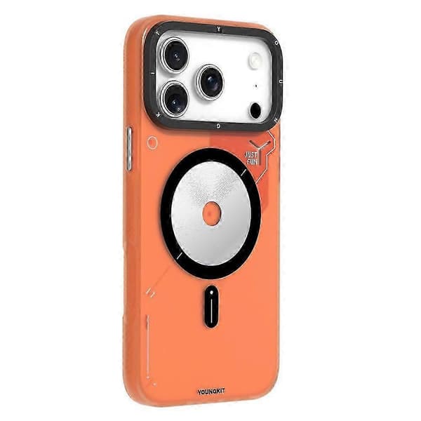 YOUNGKIT Kompatibel med iPhone 17 Pro Max Magnetisk Deksel Unikt Skivedesign TPU + PC Telefon Bakdeksel Orange