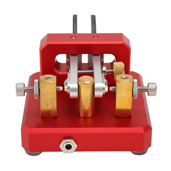 Morse Code Key Dual Paddle Automatic Shortwave Portable CW Morse Telegraph Key for Camping Indoor Burgundy