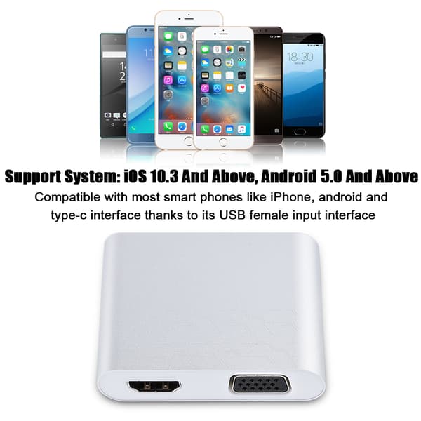 USB/Micro USB til VGA HDMI Video Converter Adapter Digital HDTV Dock til iPhone & Android-telefon