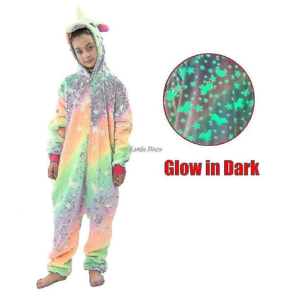 Tonårsflickor Enhörning Pyjamas 4 6 8 10 12 År Barn Kigurumi Pyjamas Glow In The Dark Enhörning Onesie Kigurumi Barn La73 6t height 105-114cm