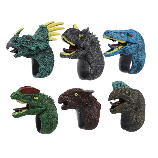 6 stk Dinosaur Ring Fin tekstur Tidlig læring Dyrekognition Pædagogisk legetøj Realistisk Model Legetøj Pvc Simulering Dinosaur Vilde dyr Fugle Børn Fi A