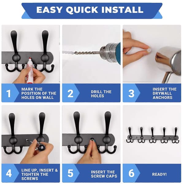 Wall Hooks, Stainless Steel, Coat Hanger (2-Pack), Heavy Duty Coat Hooks, Wall Mounted, Rustproof