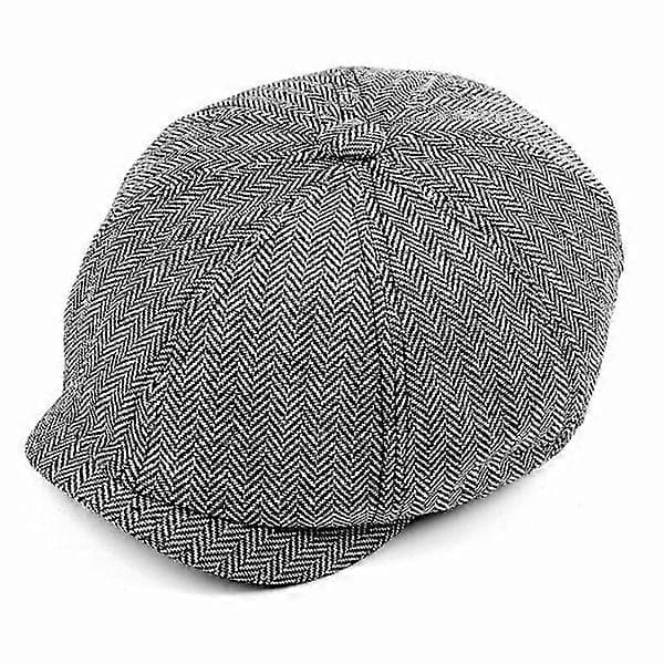 Herre Newsboy Cap i ternet mønster til mænd, Flat Cap, Kørehat