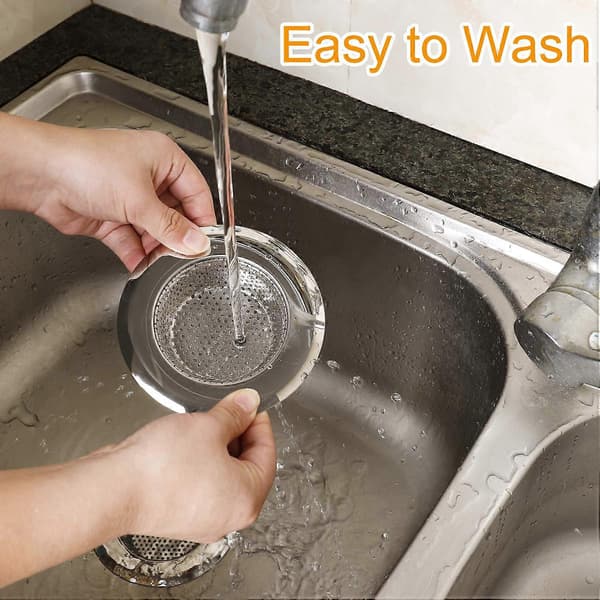 2-pack diskbänkssil i rostfritt stål, diskbänksfilter, diskbänksavloppssil (9 cm)