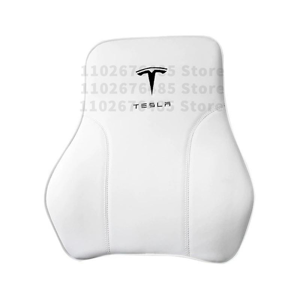 Läder bil nackstöd Kompatibel med Tesla Model 3 XSY 2022 Ländryggskudde Rese nackstöd Tesla Model Y 2023 Tillbehör Bilinredning white backrest