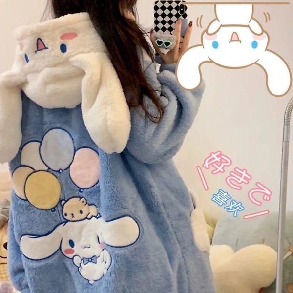 2024-2022 Vinter Kawaii Sanrio Pyjamas Animation Kuromi Cinnamoroll My Melody Handduk Plysch Varma Och Bekväma Pyjamabyxor Set XXL 173-185CM 20