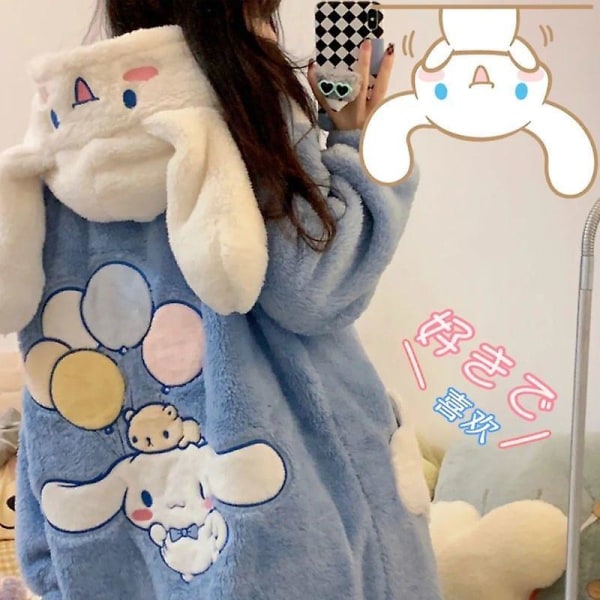 2024-2022 Winter Kawaii Sanrio Pyjamas Animaatio Kuromi Cinnamoroll My Melody Facecloth Pehmo lämmin ja mukava set M 158-163CM 20