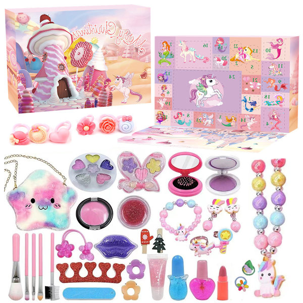 2023 Amazon Julekalender Nedtælling Blind Box Unicorn Is og Sne Ornament Piger Julegave Legetøj ST-029 (38 PCS)