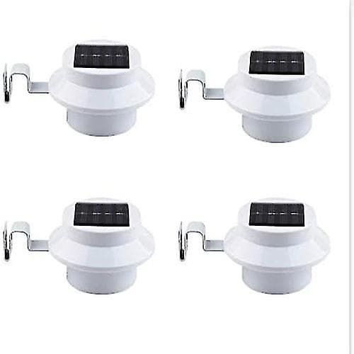 4-pak tilbud - Udendørs solcelle LED-tagrender - Hvid solenergi Smart solcelle tagrende natte sikkerhedslys -