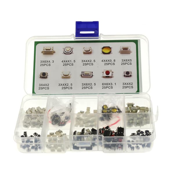 250 st Micro Switch Bil Fjärrkontroll Knapp Taktil Tryckknapp Brytare Set