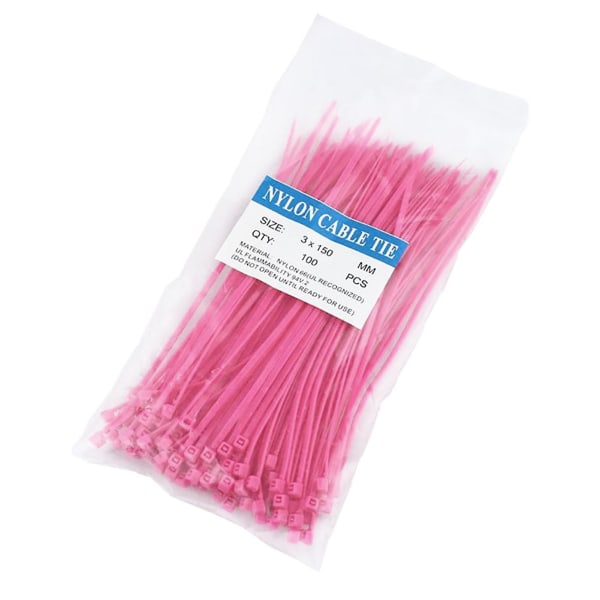 100 stk/sæt Kabelbindere Selvlåsende God isolering 7 farver Heavy Duty Kabelbindere til hjemmet Pink