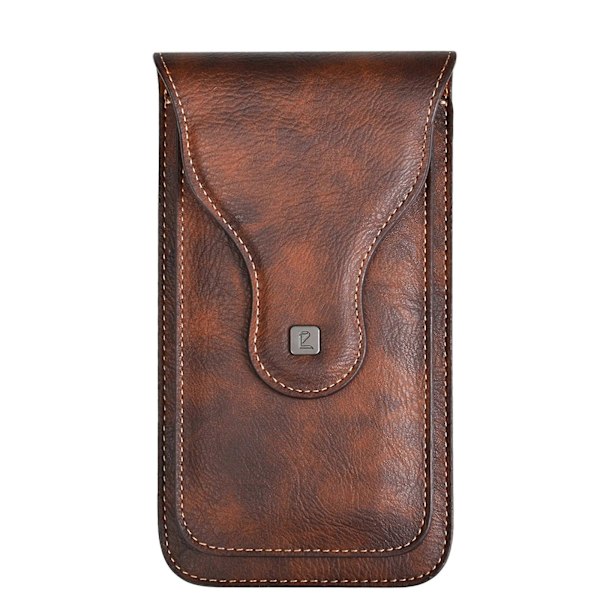 Læderlook Mavepose Holster Kompatibel Med Mobiltelefon Under 6,5 Tommer, Bælteklips Holster Telefon Cover Med Hækteklips Brown