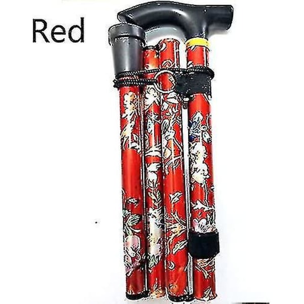 2023 Ny Foldbar Vandrestok Justerbar Aluminium Blomster Vandrestok Til Vandreture Camping Holdbar Mobilitetshjælp Red