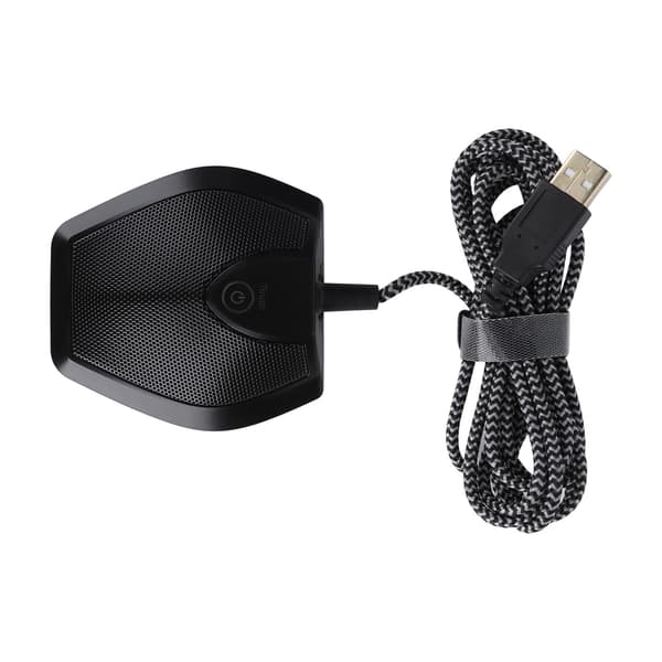 Microphone Touch Button Dual Condenser USB Recording Receiver for Video Teaching Conference Room Gaming Webcast Black