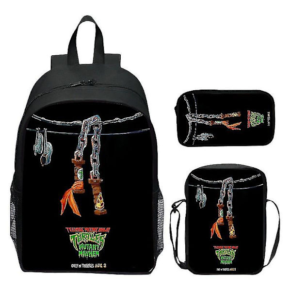 2024 Nya Teenage Mutant Ninja Turtles Skolväska Axelväska Pennväska 3-pack 16\" Ryggsäck Cartoon Tryckt Väskor Pojkar Födelsedagspresent T-06