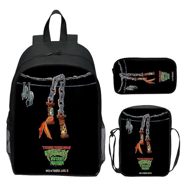 2024 Nya Teenage Mutant Ninja Turtles Skolväska Axelväska Pennväska 3-pack 16\" Ryggsäck Cartoon Tryckt Väskor Pojkar Födelsedagspresent T-11