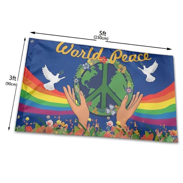 Peace Flag, Peace Dove World Peace Sign Symbol Flagga för uteplats gräsmatta hem utomhus inredning A