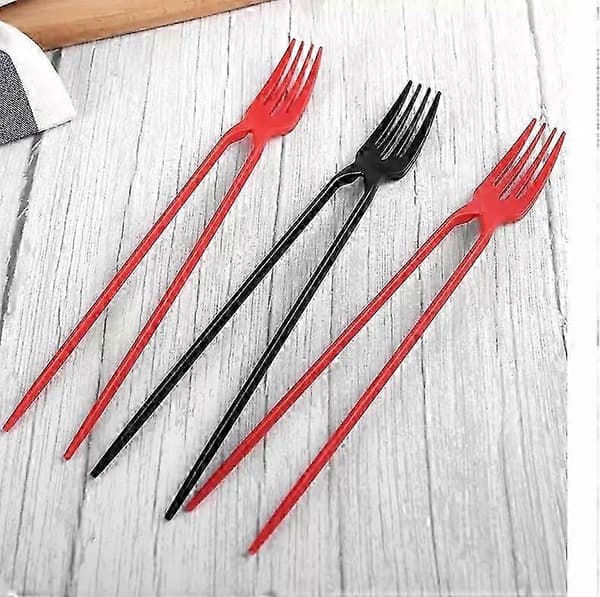10 st Gaffel-Ätpinnar I Ett, Chork 24-pack Gaffel Ätpinnar Combo BLACK 1pc