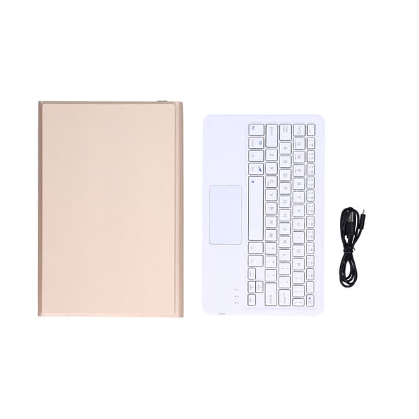 Wireless Keyboard Detachable Durable Computer Accessory with Faux Leather Case Gold
