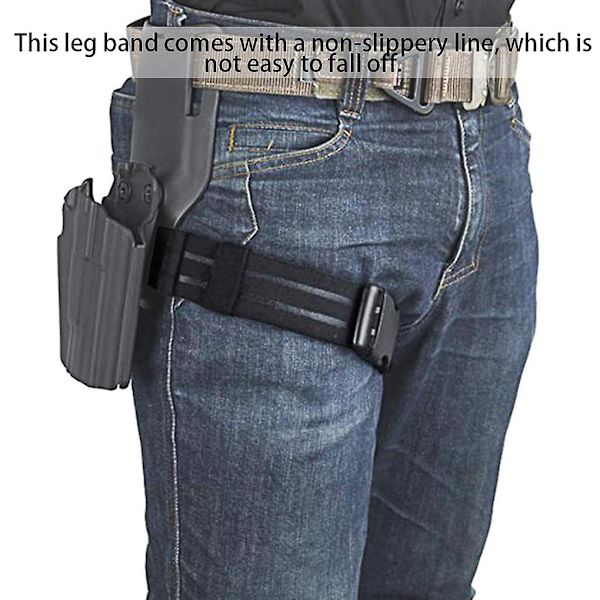 Lårholster i nylon med hurtigutløserreim og justerbar elastisk lårbånddesign for å feste og sikre våpenet ditt Black