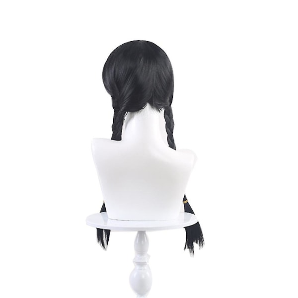 Wednesdayn Addamsin mekko Lapset Tytöt Cosplay Party mekko+laukku+peruukki/mekko+laukku/peruukki 4-10 vuotta Hieno pukeutuminen asut only Wigs One Size