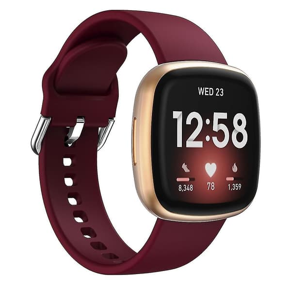 Kompatibel med Fitbit Versa 3 silikonrem Wine Red