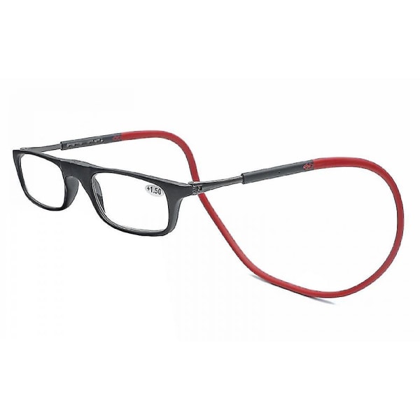 Lesebriller Høykvalitets Tr Magnetic Absorption Hanging Neck Funky Readers Glasses Red 1.5 Magnification