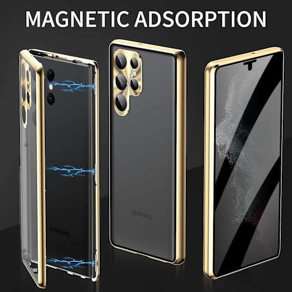Magnetiskt integritetsskal kompatibelt med Samsung Galaxy S24 Ultra/s24 Plus/24 Anti Peep Magnetiskt dubbelsidigt härdat skydd Gold Galaxy S24 Ultra