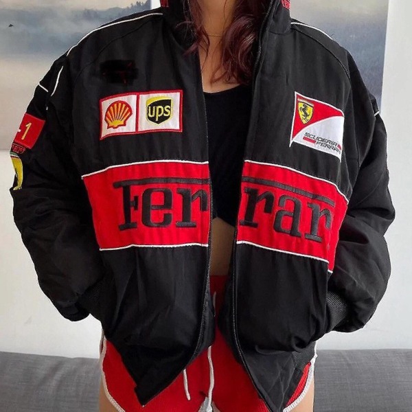 F1-kilpa-takki Vintage Valkoinen Nascar Retro Bomber - F1-takki Formula 1 Vintage-takki - Unisex Y2k-takki Streetwear XXL