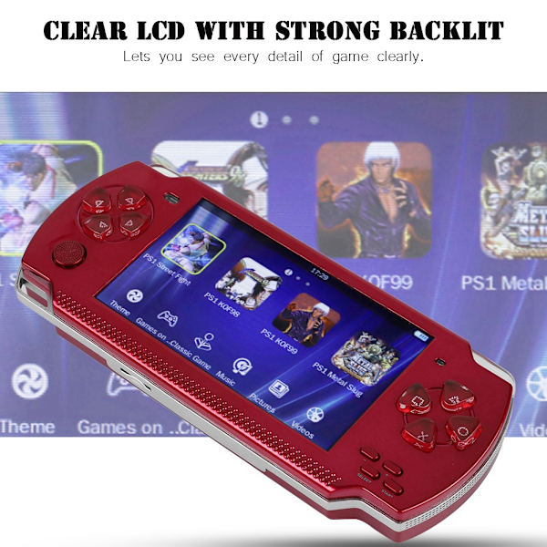 Smooth LCD Handheld Game Console Comfortable Player with Red Buttons