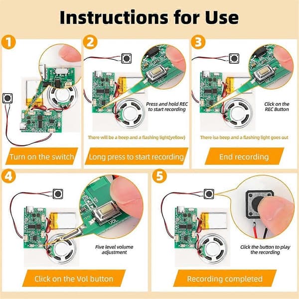 Programmerbar Lydopptaksmodul - DIY Musikk Stemmeopptaksmodul As Shown