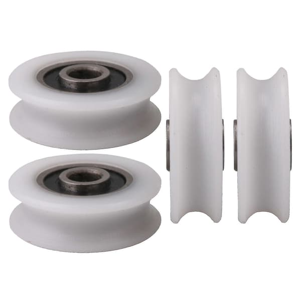 4x20x6.5x7.4mm U-rille Nylon Remhjul til Skydedør - Hvid (4 stk)