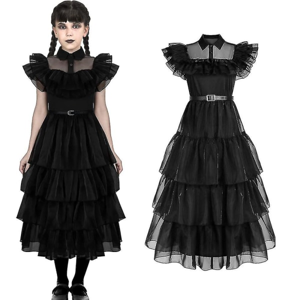 Onsdag Addams Series Kostym/prydnader/peruker För Dam Barn Cosplay Festklänning Fancy Dress Up D Dress 3-4 Years