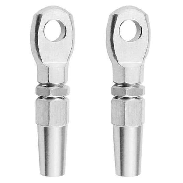 2 stk. Marine Grade 316 rustfritt stål Swageless Eye Terminal Wire Cable Rope Diy Fitting Rigging Ha silver