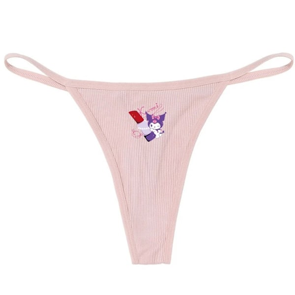 Hellokitty Ren Bomull Tunn Rem Sexig Stringtrosa Låg Midja Sömlös Anime Tecknad Kuromi Underkläder för Kvinnor Enkla Ribbade T-byxor ROSA 11 PINK 11 S
