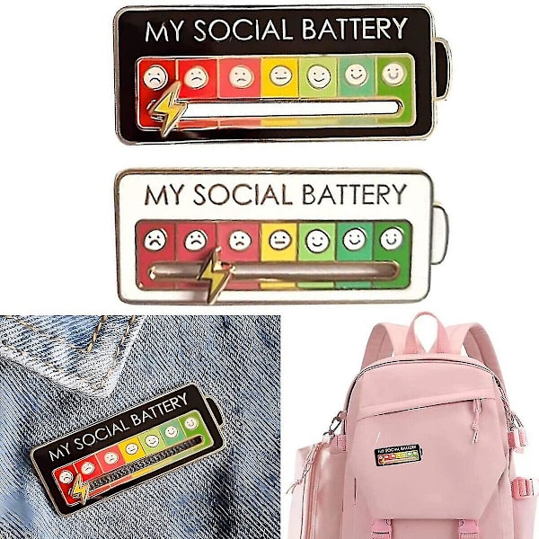 Metallisk "My Social Mood" Brosch Nål Rolig Interaktiv Emalj Badge Nål Present White