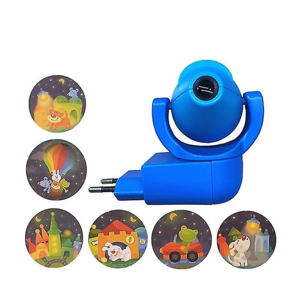 Star Moon Animal Projector Led Projector 6 Bilder Sensor Eu Plug Nattlys For Barn Baby Soverom Dekorasjon Blue