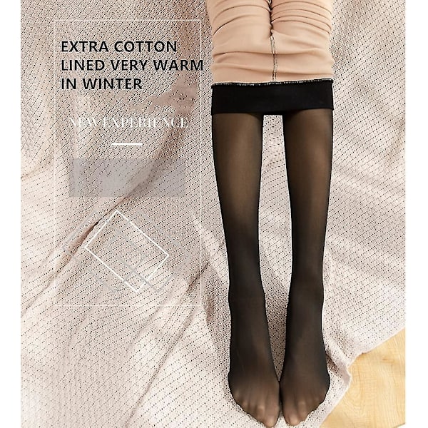Magiska Extra Tjocka Varma Vinter Dubbelfodrade Stretch Termiska Fleece Strumpbyxor För Kvinnor Black