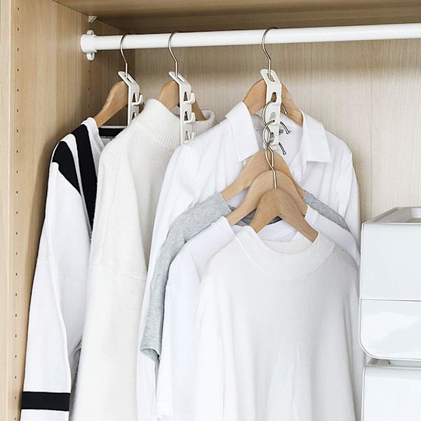 Multifunktionel multilags garderobe tøjstativ foldbar opbevaringstativ husholdnings stærk bæreevne garderobe kroge (20 styk)