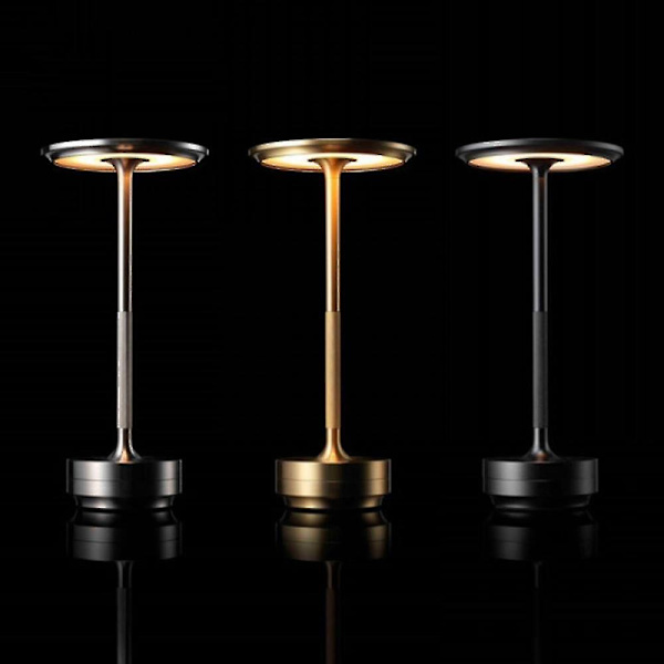 Dæmpbar Led Bordlampe Uden Ledning 3-vejs Aluminium Ledningsfri Lampe Til Læsning Silver Plating