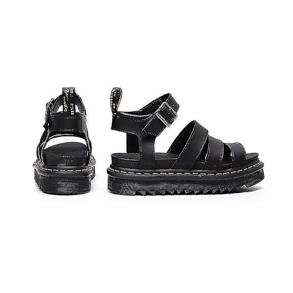Damskor Chunky Sandaler Tjocka Sulor Remmar Blockplattformsskor Sommar Ny Storlek BLACK 35